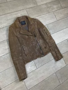 All Saints Jacke Damen UK 10 US 6 braun Leder Biker Damen Reißverschluss - Bild 1 von 7