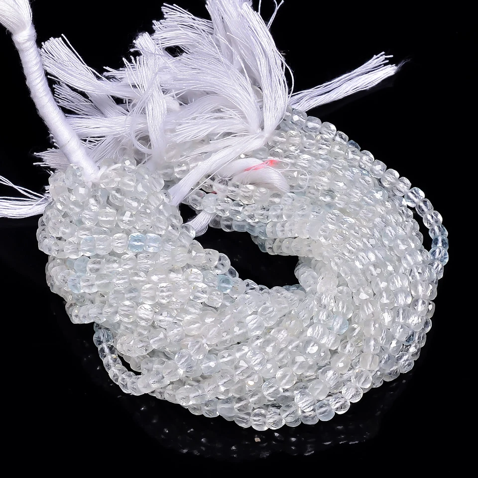 Cuentas facetadas con forma de caja de piedras preciosas de topacio blanco 5X5X5 mm hilo 8" EB-299 Foto 1 de 2