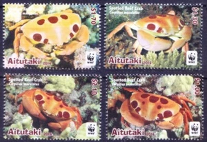 Aitutaki 2014 MNH 4v, WWF, cangrejo de arrecife manchado, crustáceos. Sea Life - Imagen 1 de 1