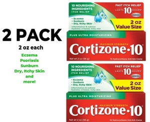 Cortizone 10 Plus Ultra Moisturizing, Maximum Strength, Anti-Itch Cream, 2 PACK! - Picture 1 of 8