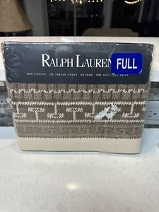 New RALPH LAUREN Nazomi Peak Neutral Lightest Sand One Full Flat Sheet WOW - Picture 1 of 2