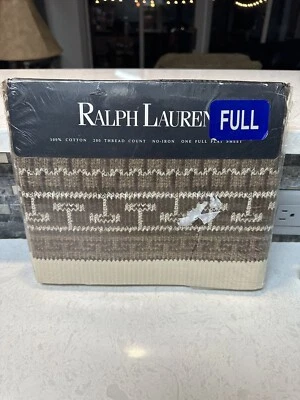 New RALPH LAUREN Nazomi Peak Neutral Lightest Sand One Full Flat Sheet WOW - Image 1 of 2