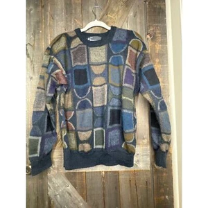 Vtg ALPACA WOOL Sweater Men’s Medium Inti for George Alexander  Geometric Design - Picture 1 of 7