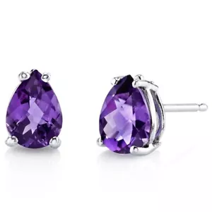 Amethyst Ohrstecker 14 Karat Weißgold Birnenform 1 Karat - Bild 1 von 5