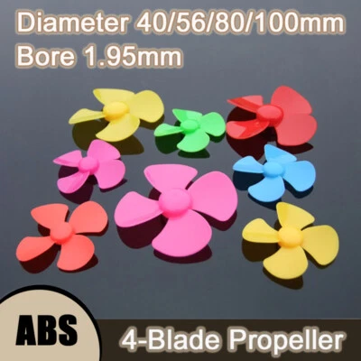 ABS 4-Blatt Propeller 40/56/80/100mm für 2mm Welle RC Modellboot Spielzeug DIY - Bild 1 von 4