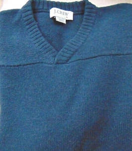 J. Crew Navy Blue V-neck 100 % Wool Knit Pullover Sweater Mens XL Warm Nice - Picture 1 of 5