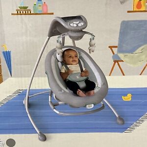 Ingenuity InLighten Baby Electric Cradling Swing Rocker Chair w/ Lights, Gray