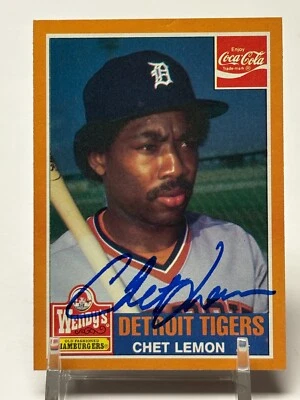 Chet Lemon 1985 Topps Wendy's #14 Autografiado Tigres de Detroit Foto 1 de 2