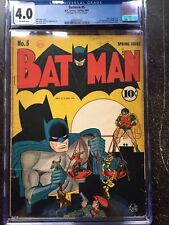 BATMAN #5 CGC VG 4.0; OW; classic Bob Kane cover & art!