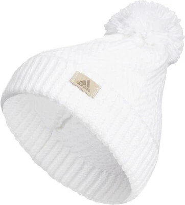 NUEVO Adidas Mujer Puños Invierno Pompón Difuso Ball Pom Ballie Gorro - Blanco Foto 1 de 4