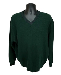 Suéter Tejido Polo Vintage por Ralph Lauren Hombres Talla XL Corderos Lana Verde Azul Borde - Imagen 1 de 7