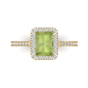 14K Yellow Gold Solitaire with Accents Engagement Ring, 1.86 ctw Natural Peridot - Picture 1 of 11
