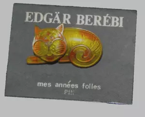 Broche Edgar Berebi esmalte gato gatito con cabeza articulada NARANJA NOC NUEVO DE LOTE ANTIGUO de colección - Imagen 1 de 4