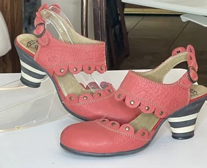 Fly London Fly Girl Zapatos de Cuero Rojo Tachonado Punta Redonda Eslinga Trasera 41 10 - Imagen 1 de 9