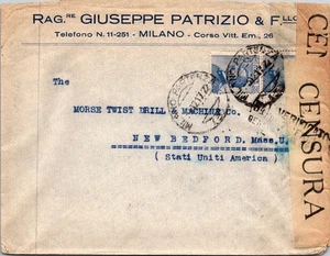 ITALY 1917 WWI POSTAL CENSORED COVER MULT FRANKING ADDR USA & POSTMARK - Picture 1 of 2