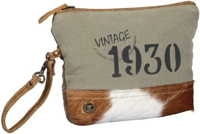Myra Bag S1291 Eau De Nil Small Bag/Wristlet, Leather, Canvas, Hair, NWT - Image 1 of 4