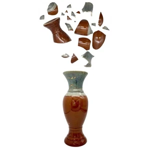 Kintsugi Vase 11” Glazed Pottery Gold Crack Art Growth Anniversary Gift - Picture 1 of 11