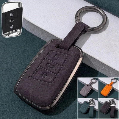 Suede Leather Car Key Case Cover For Volkswagen Arteon Passat Jetta Teramont - Image 1 of 4