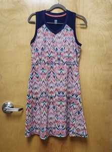 Title Nine Kleid Gr. L Blau/Multi Stretch A-Linie Aktiv Golf Reise Strand - Bild 1 von 10