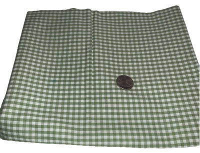 Vintage Sewing Fabric Gingham Green Check  1/2 yard 18 x 36" project leftover - Image 1 of 3