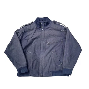 Pelle Pelle Jacket Mens 4XL Blue Wool Blend Full Zip Bomber Epaulet Pocket XXL - Picture 1 of 9