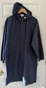 Sonia Rykiel ☔️ Impermeabile con Cappuccio Blu Navy Taglia 36 M/L Vintage 1989 - Foto 1 di 12