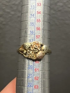 10K Solid Yellow With 12K Black Hills Gold Rose And Leaves Ring Size 8.5 WOW! - Picture 1 of 12