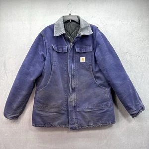 Vintage 50-52 Carhartt Jacke CQ182 C03 Navy Blau Gesteppt USA Union Made OHNE ETIKETT LESEN - Bild 1 von 17
