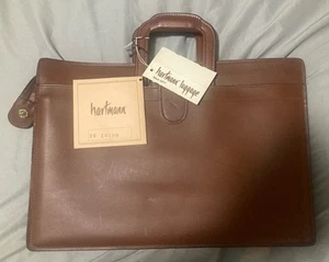 Vtg Hartmann 3" Belting Leather Attache Portfolio Briefcase Whiskey Color USA - Picture 1 of 5