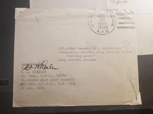 GENERAL WHEELER APO 432 KANDY, CEYLON 1944 Censored WWII Army Cover w/ letter - Picture 1 of 5