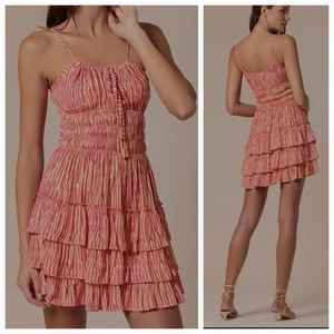 Neu Lusana Lindi Stufenred Fit & Flare Mini Sommer Sommerkleid in Solar XS - Bild 1 von 13