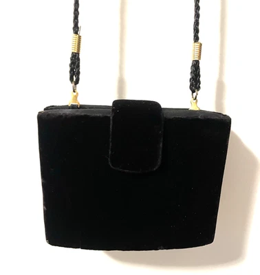 Bolso de Noche Vintage Magid Negro Terciopelo Cartera Hombro Bolso sin asas Bolso de Mano Foto 1 de 4
