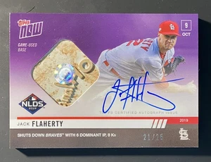 2019 Topps Now NLDS On-Card Auto Relic Jack Flaherty 21/25 - Bild 1 von 2