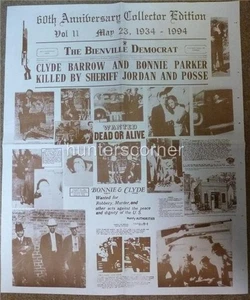 60th Anniversary of the Bonnie & Clyde Ambush Collectors Newspaper, Printed 1994 - Picture 1 of 7