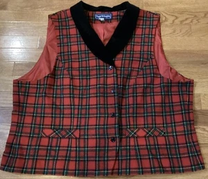 Chaleco Vintage Maggie McNaughton Tartán Cuadros Talla 22/24W Cuello Terciopelo Forrado - Imagen 1 de 22
