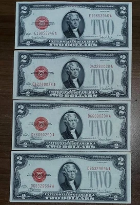 1928 Two Dollar Red Seal $2 Bill XF or better circulated, 1pcs random serial - Image 1 of 2