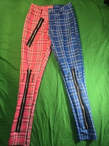 Damenhose rosa & blau schwarz Reißverschlüsse Größe Medium - Bild 1 von 4