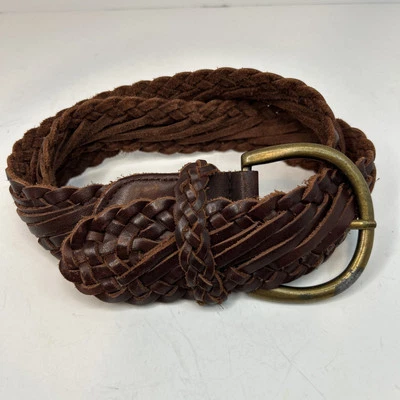 Cinturón trenzado Abercrombie & Fitch ancho marrón cuero suave para mujer XS/S Foto 1 de 4