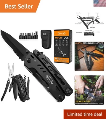 Stainless Steel Multitool Pocket Knife - Camping Essential with 18 Tools - Image 1 of 4