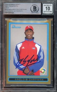 2009 Aroldis Chapman Bowman Draft GOLD #BDPW24 Signed Rookie AUTO BGS Authentic - Picture 1 of 2