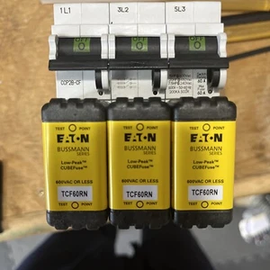 Nuevo interruptor de 3 polos Cooper Bussmann CCP-3-60CF y (3) fusibles TCF60 RN Bussmann - Imagen 1 de 6
