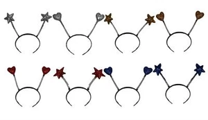 Coloured Glitter Head Boppers Hearts or Stars Party Fancy Dress Accessories - Picture 1 of 1