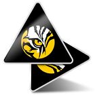 2 x autocollants triangle 7,5 cm - mascotte œil jaune chat lion tigre #5476