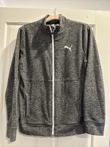 Puma Hoodie Boys Fleece Sweatshirt Zip Up Jacket XL 18-20 Heathered Gray Soft - Picture 1 of 5