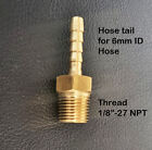 1/8NPT Thread To 8mm Tail Push On Hose Brass Manifold Adaptor Fuel Air Water