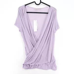 RRP €105 STEFANEL Purple V Neck Top T Shirt Blouse Size M - Picture 1 of 7