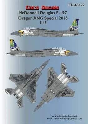 Euro Decals Trasferimenti Mcdonnell Douglas F-15C Oregon Ang Speciale ED-48122 - Immagine 1 di 4