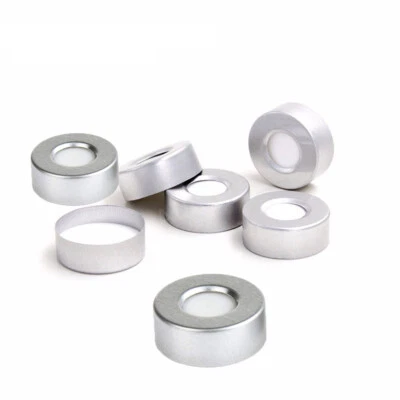 20mm Crimp Top Aluminum Cap+PTFE/Silicone Septa Fit 6mL/10mL/20mL Vials GC,HPLC - Image 1 of 4