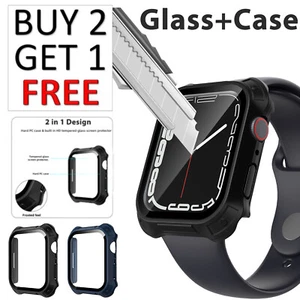 For iWatch Apple Watch Series 7 8 9 41/45mm Full Cover Case Screen Protector - Picture 1 of 38