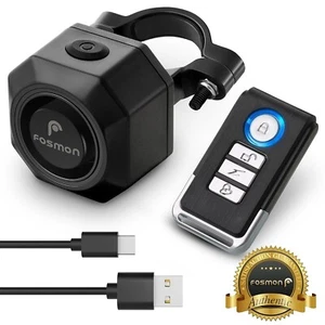 Fosmon Wireless Anti-Theft Bike Alarm with Remote Control Chargeable Waterproof  - Picture 1 of 6